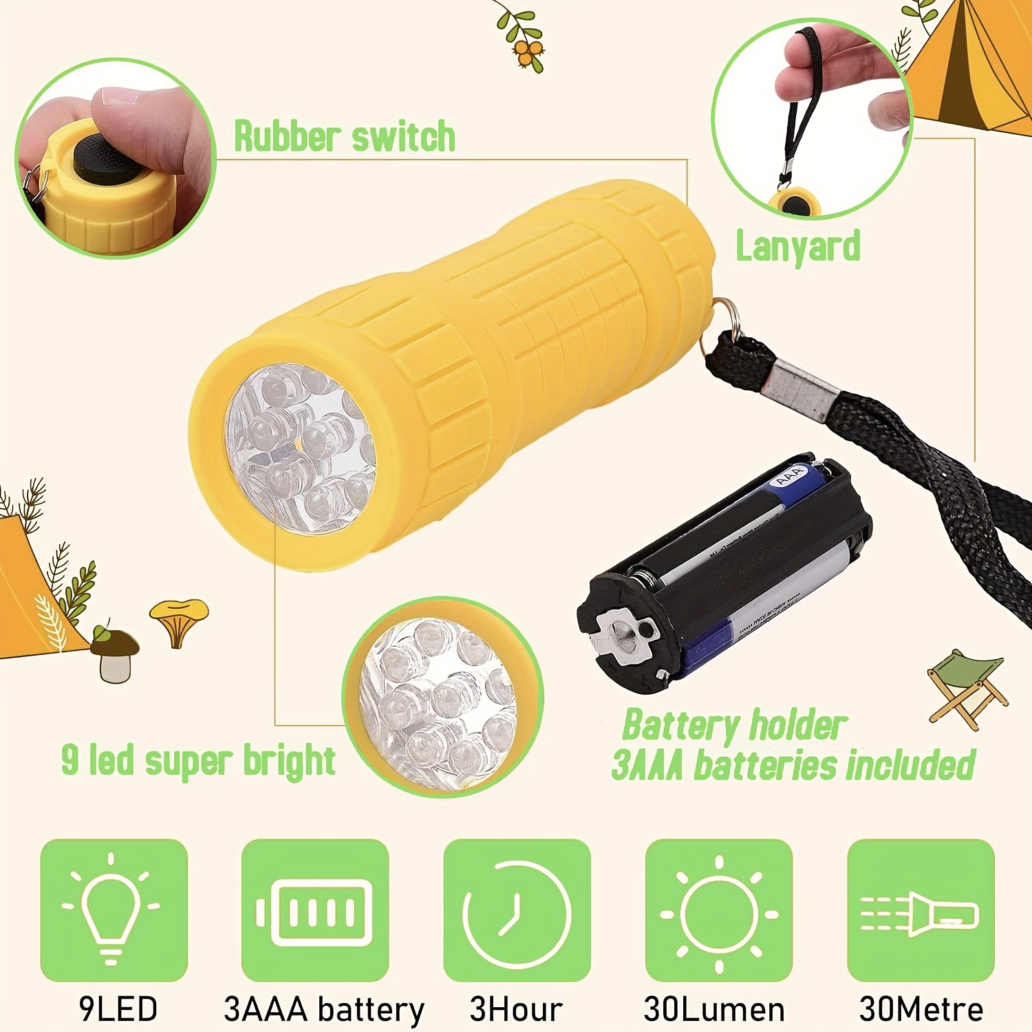 مصباح يدوي محمول صغير بتسع مصا - مراجعة Kids Outdoor Lights وسعره