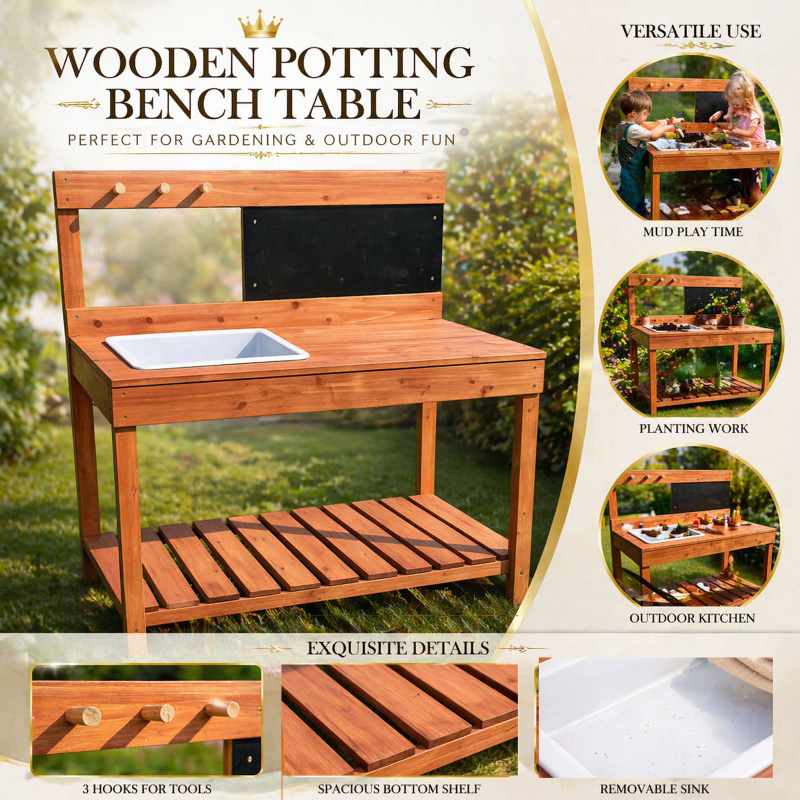 طاولات زراعة خشبية للأطفال للا - مراجعة Kids Outdoor Tools وسعره
