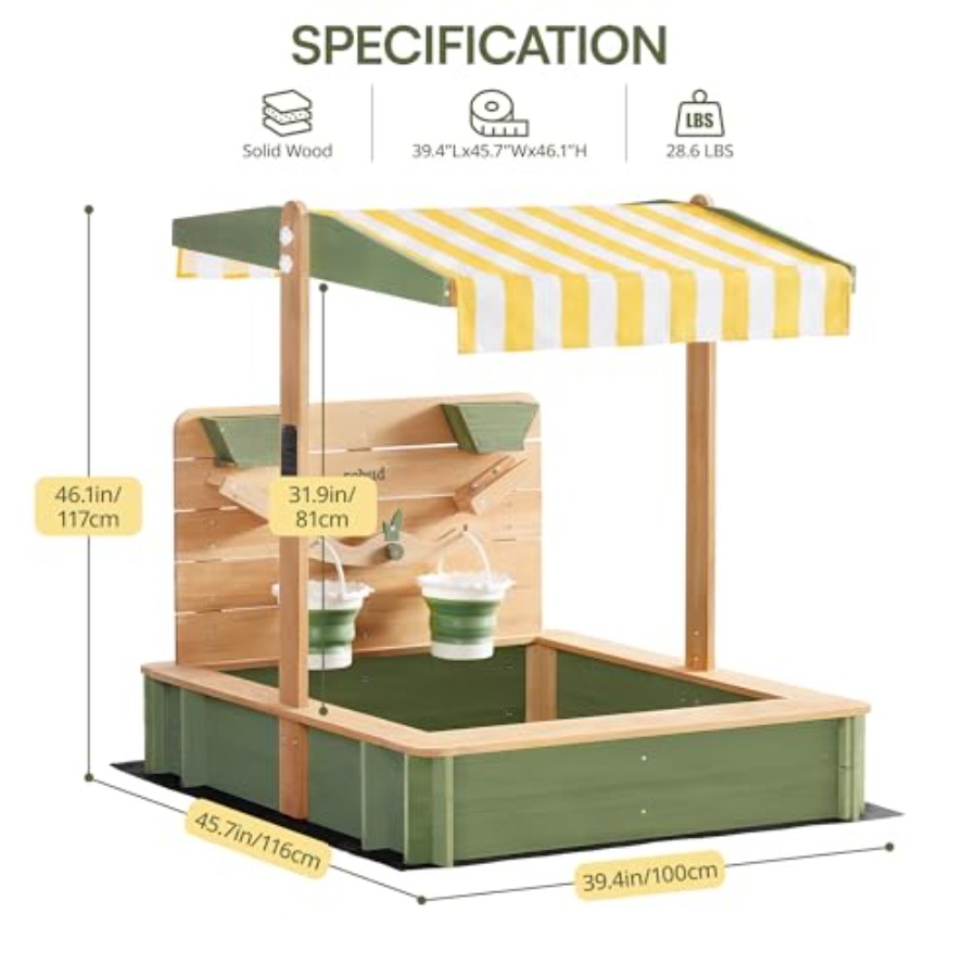 صندوق رمل خارجي للأطفال: خشبي، - مراجعة Kids Outdoor Seating وسعره