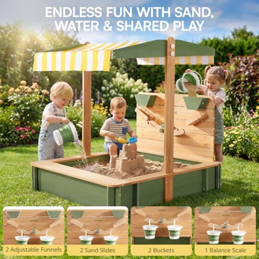 صندوق رمل خارجي للأطفال: خشبي، - مراجعة Kids Outdoor Seating وسعره